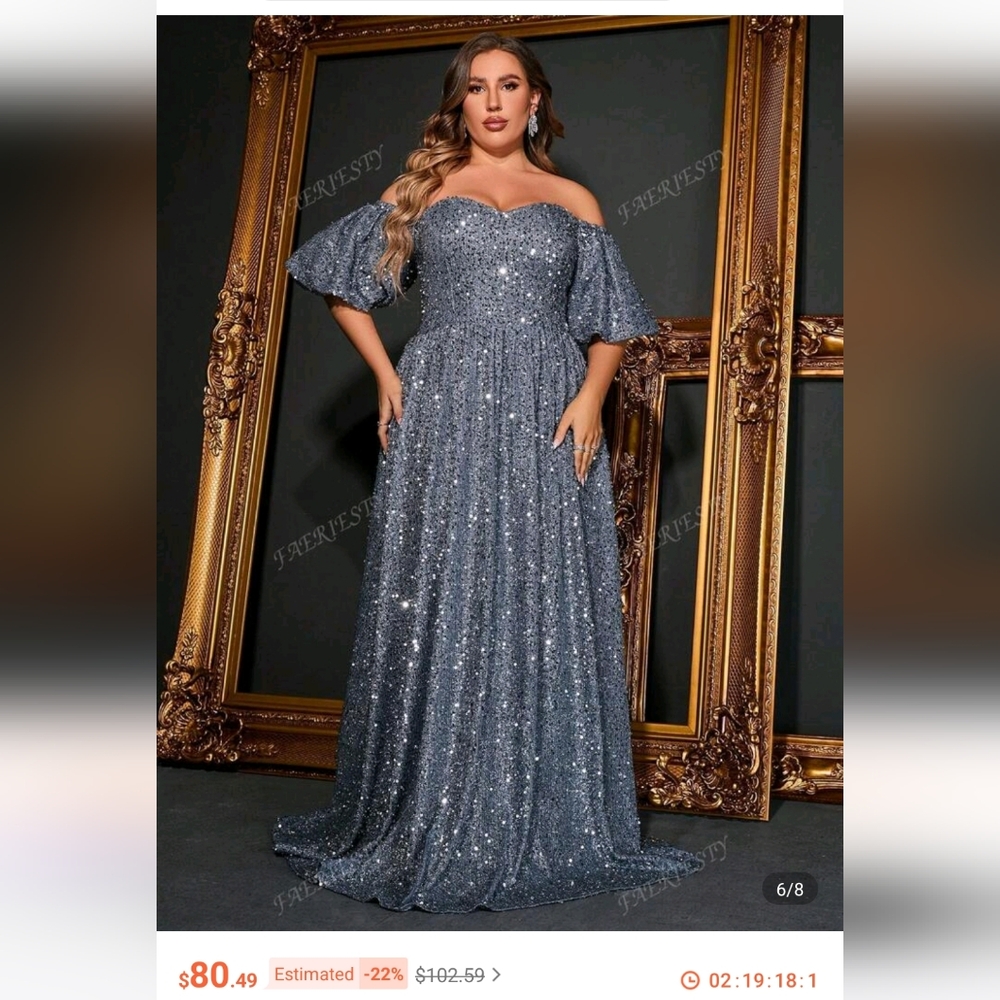 Elegant Off-Shoulder Gray Evening Gown